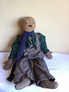 Hand Crafted Artisan OOAK Primitive Folk Art Christmas Snowman Cloth Rag Doll - Picture 1 of 5