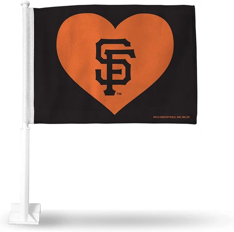 San Francisco Giants Black with Orange Heart Car Flag MLB Sf Cover