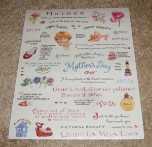 Colorbok Susan Branch 8.5x11 Sticker Sheet ~ Mother's Day/Phrases, Sayings