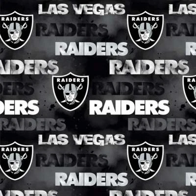 NFL LAS VEGAS RAIDERS FOOTBALL - FADED100% Cotton Fabric 1/4 yd, 9" x 58" - Image 1 of 2