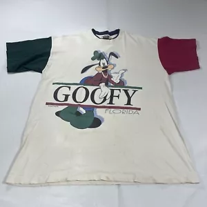 Vintage Disney XL T-Shirt Single Stitch BIG GOOFY Doppelkragen Colorblock 90er - Bild 1 von 18