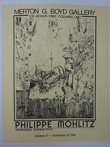PHILLIPPE MOHLITZ GALLERY EXHIBITION ENGRAVINGS 1976 ADVERTISING COLUMBUS OHIO - Picture 1 of 5