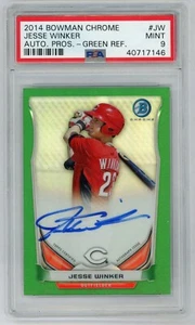 Jesse Winker 2014 Bowman Chrome Auto Rookie Green Serial #d 7/75 PSA 9 Reds - Picture 1 of 2