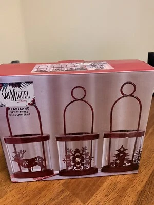 NEW Christmas / Winter Rustic Lantern 3 pc set San Miguel Heartland - Image 1 of 4