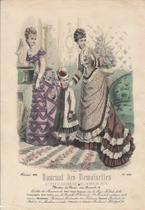 Stampa antica MODA JOURNAL DES DEMOISELLES Donne e bambina 1876 Antique print - Picture 1 of 1