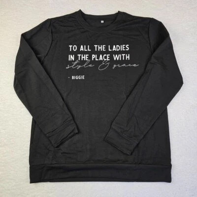 Women's Style & Grace Long Sleeve Sweatshirt Size L Black Biggie Smalls Casual - Image 1 of 4