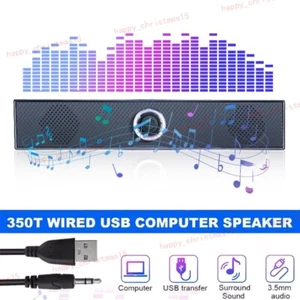 Stereo Bass Sound Computer Speakers 3.5mm USB Wired Soundbar for Desktop Laptop - Picture 1 of 8