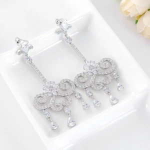 Quaste Ohrringe Kupfer Intarsien Zirkon Braut Bankett Mode vergoldet Schmuck - Bild 1 von 8