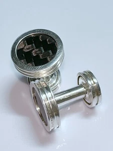 Tiffany & Co. Paloma Picasso Manschettenknöpfe Silber Kohlefaser strukturiert kariert - Bild 1 von 7