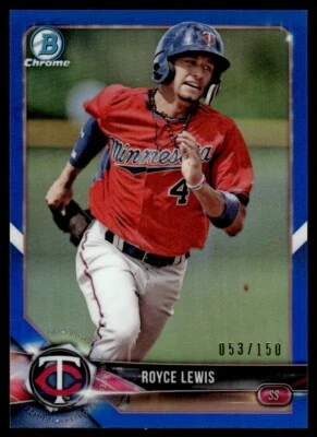 2018 Bowman Chrome Prospects Blue Refractor Royce Lewis 053/150 Minnesota Twins - Image 1 of 2