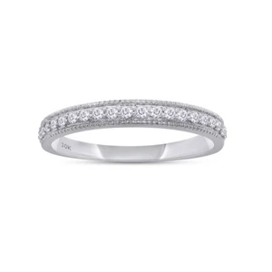 1/8 Ct Natural Diamond Engagement Wedding Band Ring for Women's 10k White Gold - Picture 1 of 12