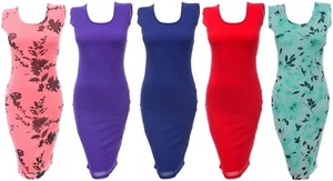 Abito midi leggero smanicato foderato in rete nuovo girocollo scollo a scoop donna - Foto 1 di 20