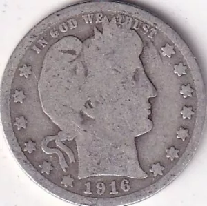 1916-D ARGENTO Quartiere Barbiere - G - #291 - BELLISSIMO COLORE - BELLA MONETA - Foto 1 di 2
