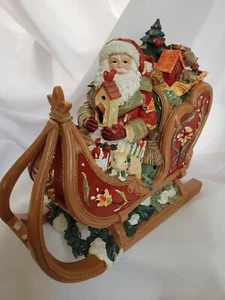 Babbo Natale con slitta e amici con giocattoli music box funziona Fitz & Floyd Natale - Foto 1 di 11
