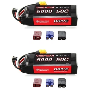 Venom 50C 3S 5000mAh 11,1V LiPo Akku mit Universal Stecksystem x2 Packungen - Bild 1 von 3