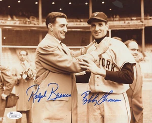 Bobby Thomson & Ralph Branca Signed Giants 8x10 Photo JSA COA - Picture 1 of 2