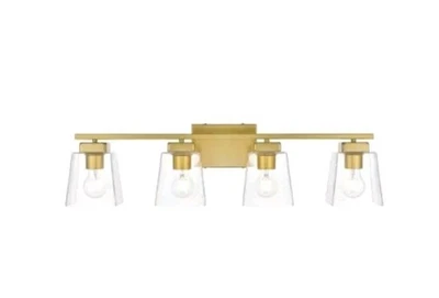 Elegante Iluminación LD7312W32 Merrick 4 Luces 9" Alto Baño - Latón Foto 1 de 4