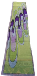 "Bufanda transparente GROOVY de colección remolino cachemira púrpura verde amarillo rectángulo 56"" x 13""" - Imagen 1 de 14