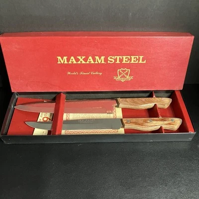 VTG Japanese 2 Knife Set - Maxam Steel #M-2 quality wood handle chef knives - Image 1 of 4