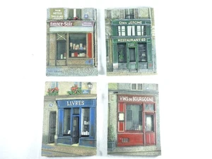 4 Targhette da Parete 3D Negozio Chiu Tak Hak Resina Stampata 6" Quadro da Appendere Francese - Foto 1 di 6
