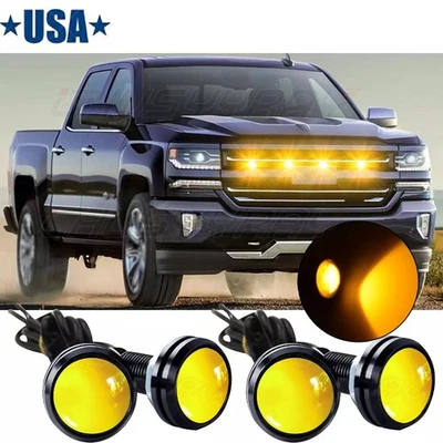 4pc Amber LED Lights Grille Lighting Kit Universal For Honda Ridgeline 2006-2014 - Image 1 of 4