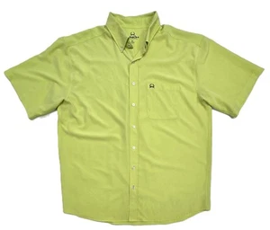 Cinch Short Sleeve Button Down Shirt Lime Green Mens Size XL - Picture 1 of 9