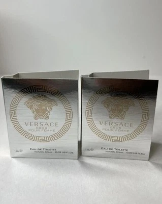Lote 2x Versace Eros Pour Femme Eau de Toilette Muestra Spray Vial 1 ml / 0,03 oz ea Foto 1 de 4