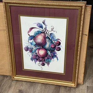 Frankie Buckley Framed Art Print Fruit Pears Berries Matted Framed Limited Ed - Picture 1 of 5