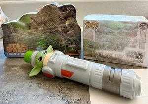 Star Wars YODA 2 Puzzle Pack w/Tin 100 Piece +Yoda Funko #368 +Lightsaber #F1172 - Picture 1 of 11