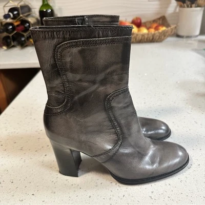 Nine West Ourson Boho Antique Gray Mid Calf Chunky Heeled Boots Round Toe 8.5 - Image 1 of 4