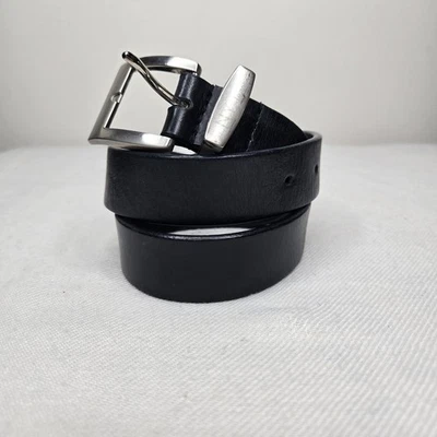NY JEANS Black Genuine Leather Belt with Silver Buckle Size S - Image 1 of 4