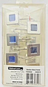 Home Trends Sheldon Shower Curtain Hooks Set of 12 Metal Square Blue Black - Picture 1 of 5