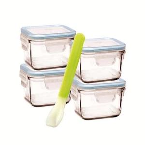 NEW Glasslock Airtight Baby Food Container Leak Proof BPA FREE 5Pc Square Set - Picture 1 of 1