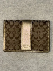 Coach Signature Beige Gold Fold Card ID Wallet Vintage Y2K Top Zustand - Bild 1 von 17
