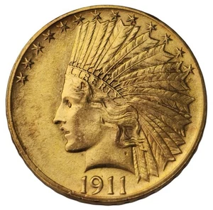 RARE - UNC 1911 $10 Indian .900 Gold Eagle Coin PM0020 - Picture 1 of 7