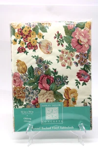 Vintage Ashley Taylor Concepts Francine Vinyl Tischdecke Flanellrücken länglich 52x8 - Bild 1 von 6