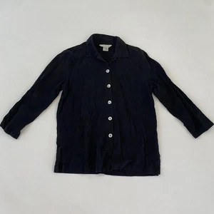 Camisa larga de colección uniforme John Paul Richard mediana negra mezcla de lino abotonada - Imagen 1 de 8