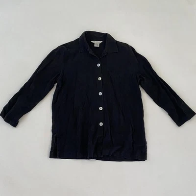 Camisa larga de colección uniforme John Paul Richard mediana negra mezcla de lino abotonada Foto 1 de 4