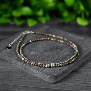 Dragon Bloodstone Choker Necklace Tiny 2mm Beaded Healing Dainty Women Crystal - Picture 1 of 7