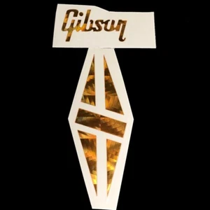 Waterslide Gibson Diamond Guitar Headstock Peg head Logo Decal Gold - Picture 1 of 1