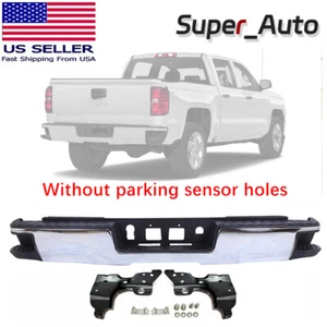 NEW Chrome - Rear Bumper Assembly for 2014-2018 Chevy Silverado GMC Sierra 1500 - Picture 1 of 8