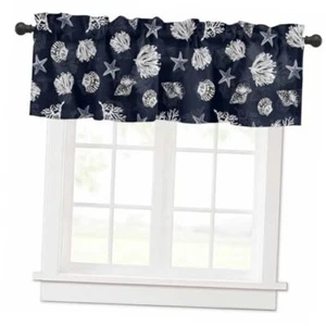 Curtain Valance 42" x 18", Navy Blue Coastal 42 x 18 In Botanicaldra83931 - Picture 1 of 8