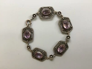 Vintage Peruzzi Italien 800 Sterlingsilber filigran & Amethyst 7 1/4" Armband - Bild 1 von 10