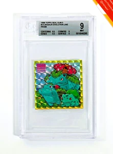 Pokemon BGS 9 Bulbasaur Evolution Line Toppu Seal Gum 3 Sticker 1998 Japanese - Picture 1 of 3