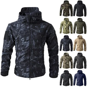 Mens Lightweight Waterproof Rain Jacket Shell Hoodie Outdoor Hiking Raincoats - Picture 1 of 100