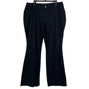 Pantalones de mezclilla para mujer AG ADRIANO GOLDSCHMIED azules talla 18W lavado oscuro acampanado dobladillo crudo - Imagen 1 de 10