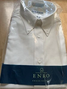 New ENRO Milbern Half Sleeve Button Up Dress Shirt 16 1/2 Tall Cream Mens Shirt - Picture 1 of 4