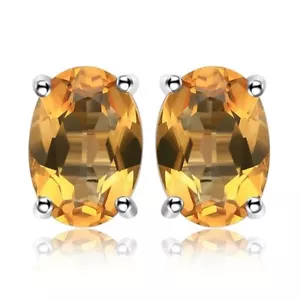 7x5 Oval Golden Citrin Anti Anlauf Rhodium über Sterlingsilber Ohrstecker - Bild 1 von 2