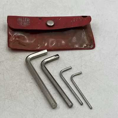 VINTAGE Allen Head HEX KEY 4 Pc Short Arm ALLEN WRENCH SET RED CASE USA Handyman - Image 1 of 4