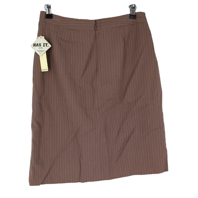 Falda profesional marrón a rayas Amanda Smith mezcla poliéster talla 6 Foto 1 de 4